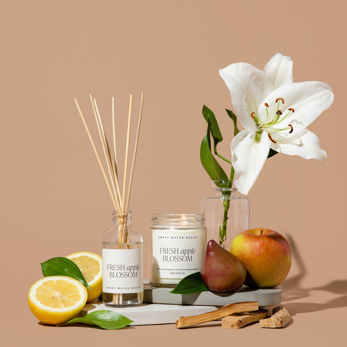 Fresh Apple Blossom Clear Reed Diffuser - Home Decor & Gifts