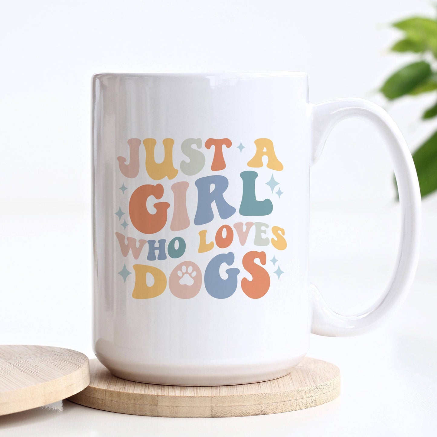 Heart & Willow Prints - Just A Girl Who Loves Dogs Ceramic Mug, Coffee Cup, Dog Gift: 11oz