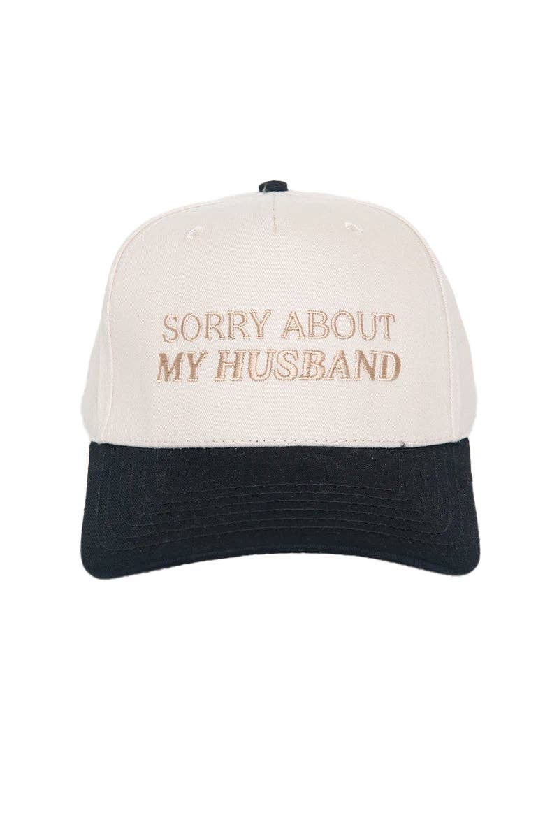 Katydid - Presale Sorry About My Husband Two-Toned Trucker Hats: Light Purple and Tan