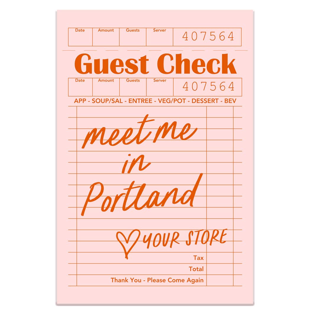 Mugsby - Personalized City Guest Check Sticker Decal, Custom Sticker: White on Pink