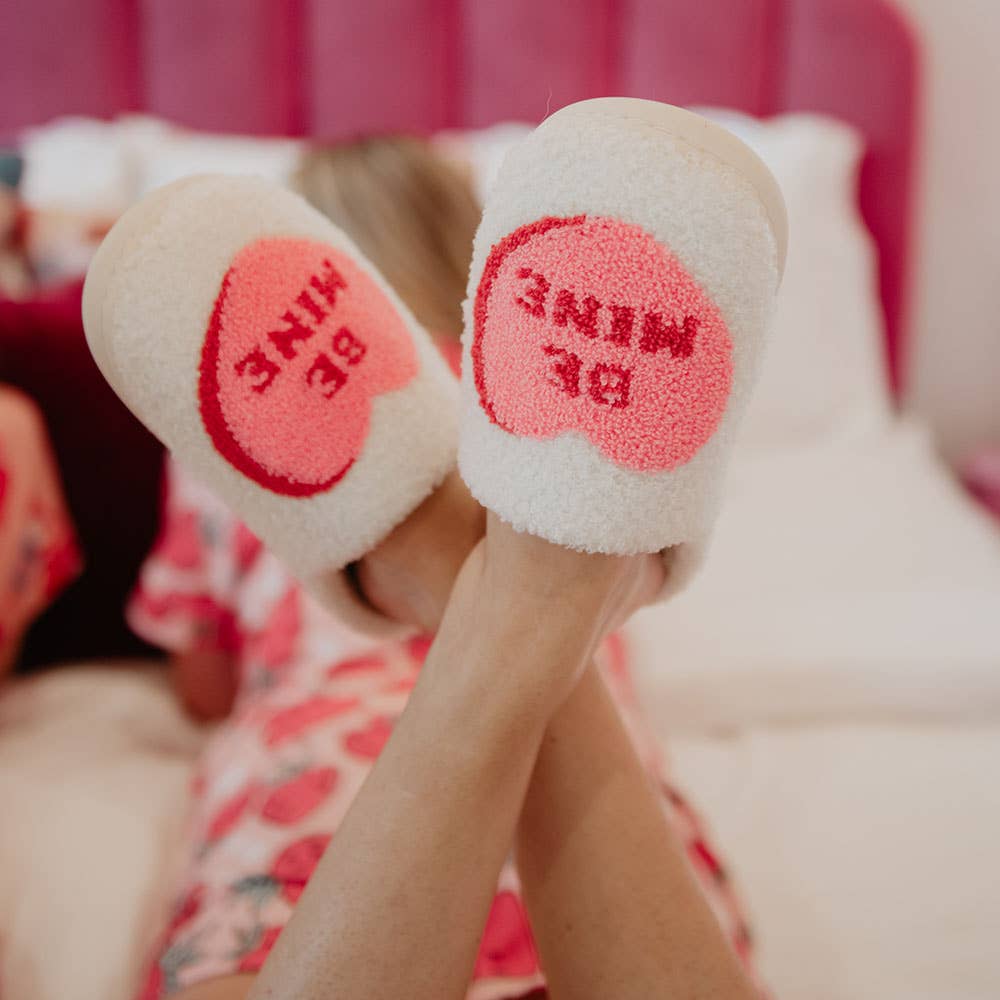 Katydid - "Be Mine" Candy Valentine's Slippers: White / M/L