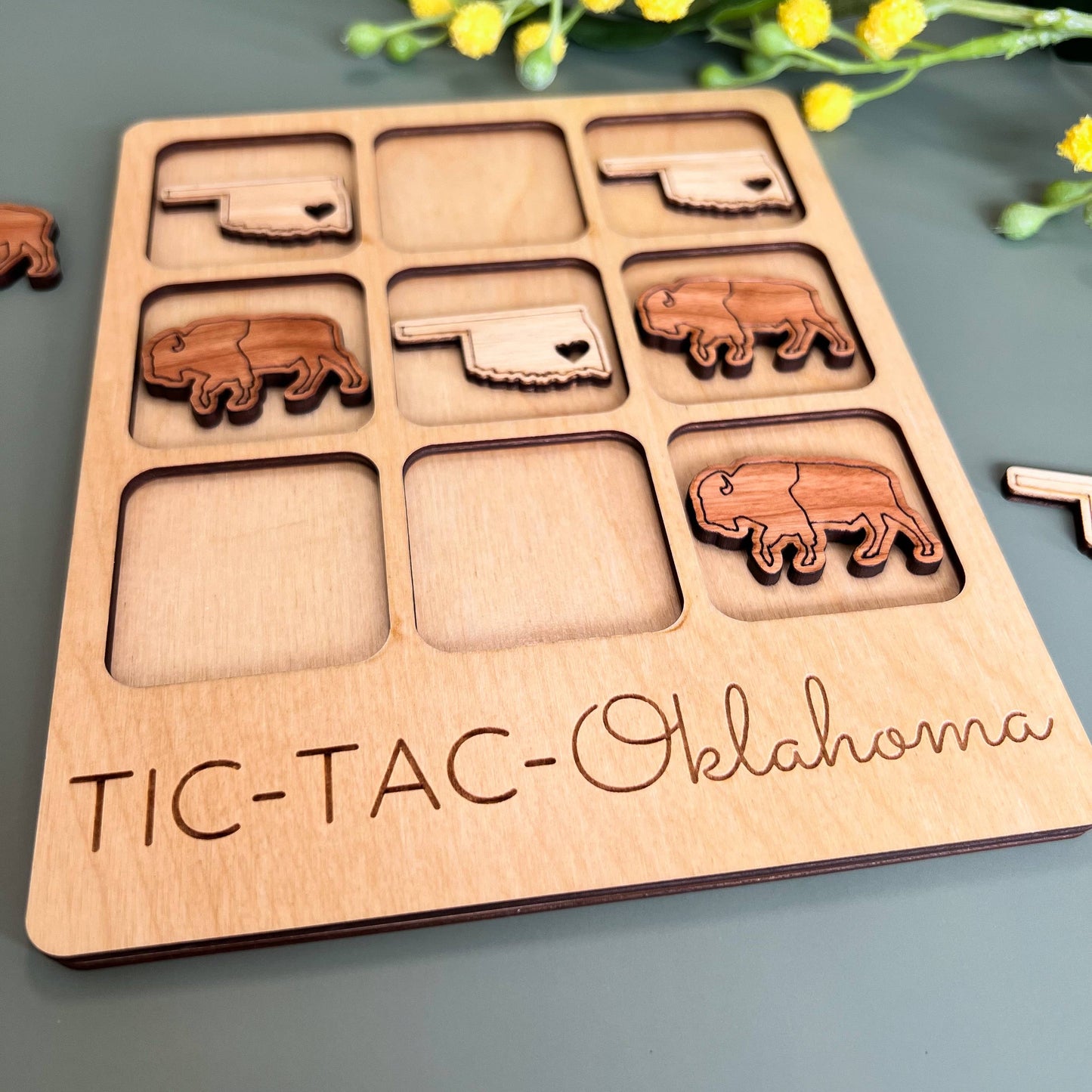 Birch House Living - Oklahoma State Gift - Tic-Tac-Toe OK Game - Customizable: Oklahoma + Teepee