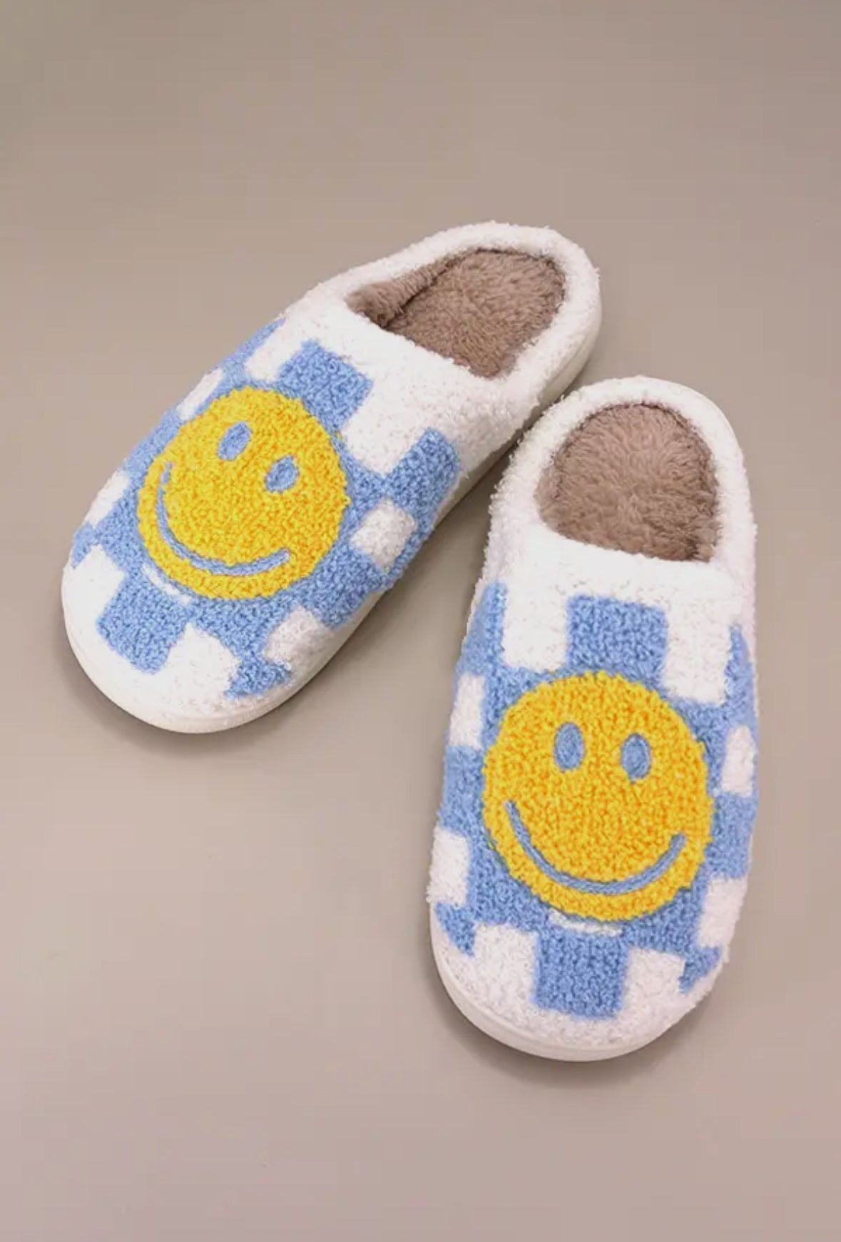 Blue and Yellow Check Slippers
