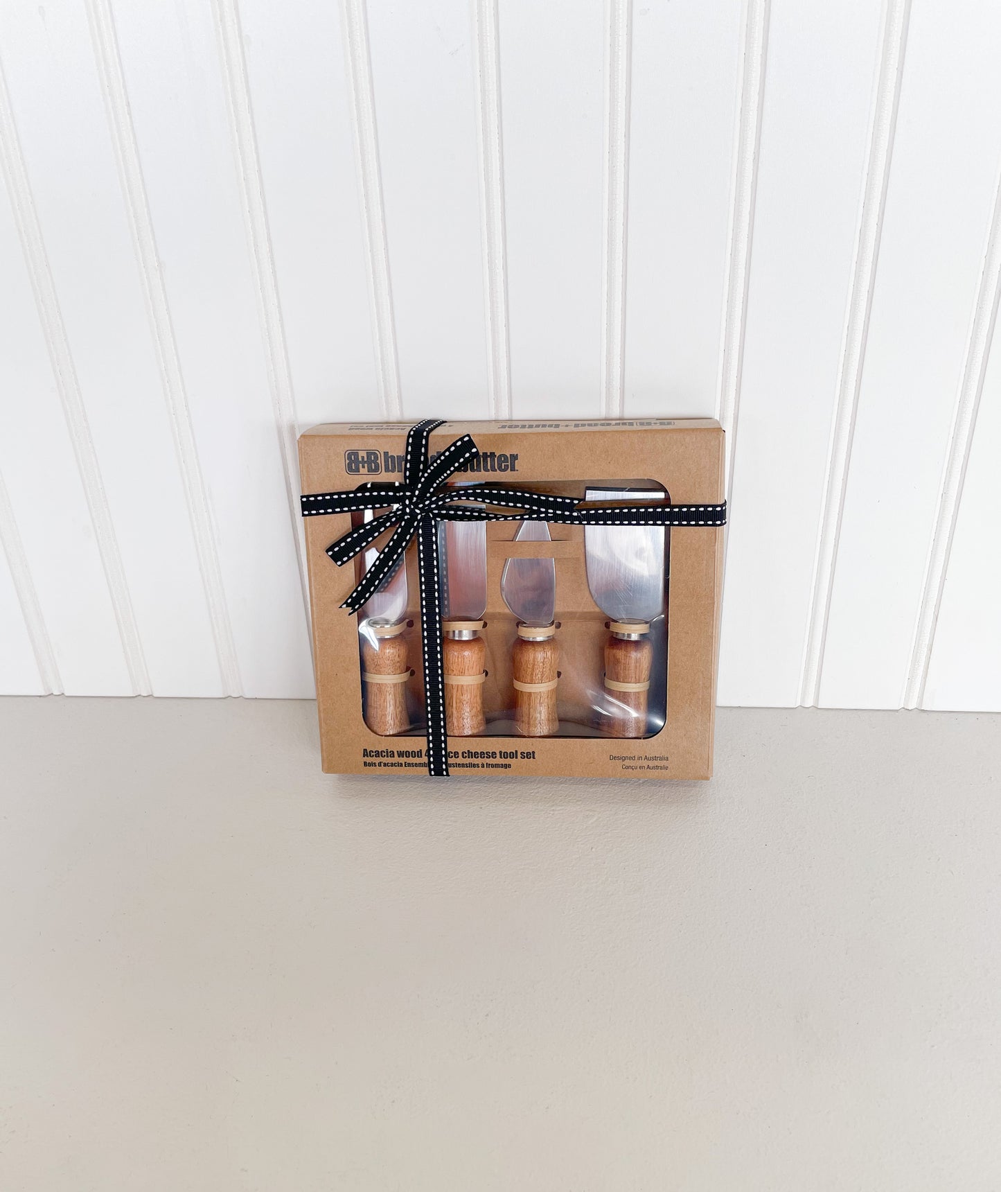 B+B Bread + Butter Acacia Wood 4 Piece Cheese Serving Set