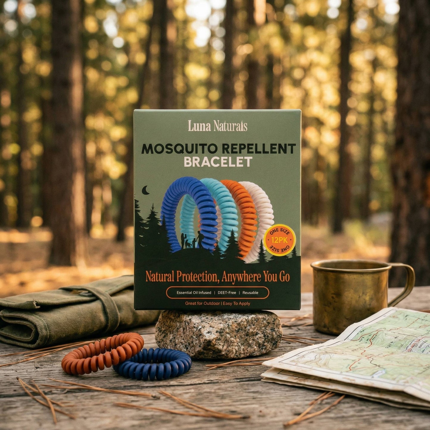 Luna Naturals - Mosquito Repellent Bracelet | Natural Scent | 12 Pack