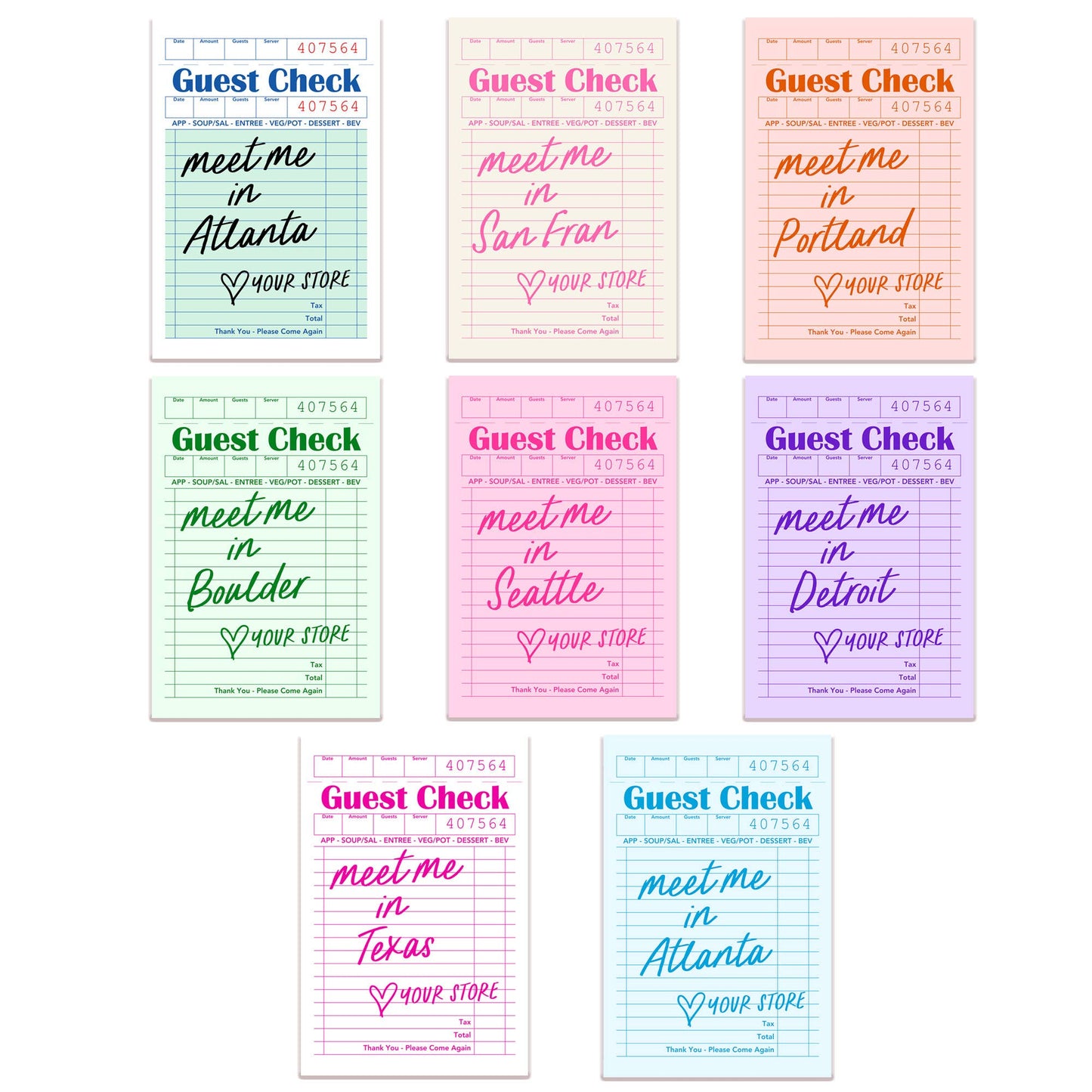 Mugsby - Personalized City Guest Check Sticker Decal, Custom Sticker: White on Pink