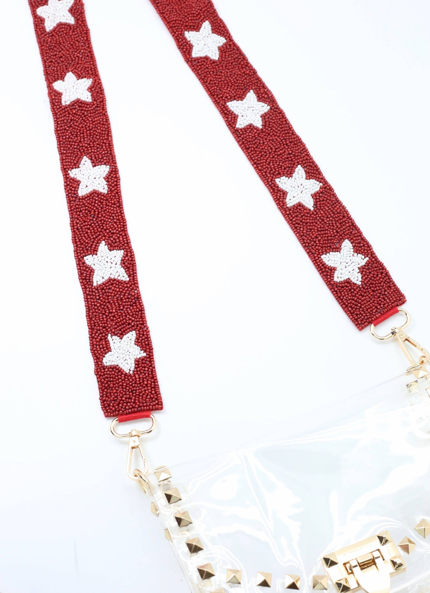 Caroline Hill - Sienna Star Beaded Crossbody Strap CRIMSON