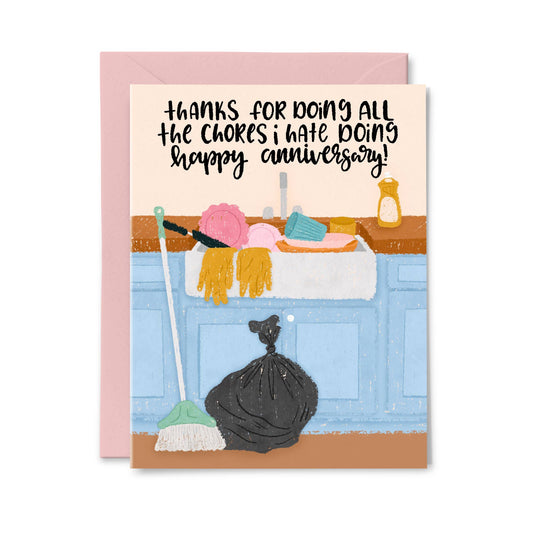 Paper Bunny Press - Chores I Hate Doing - Funny Anniversary Card