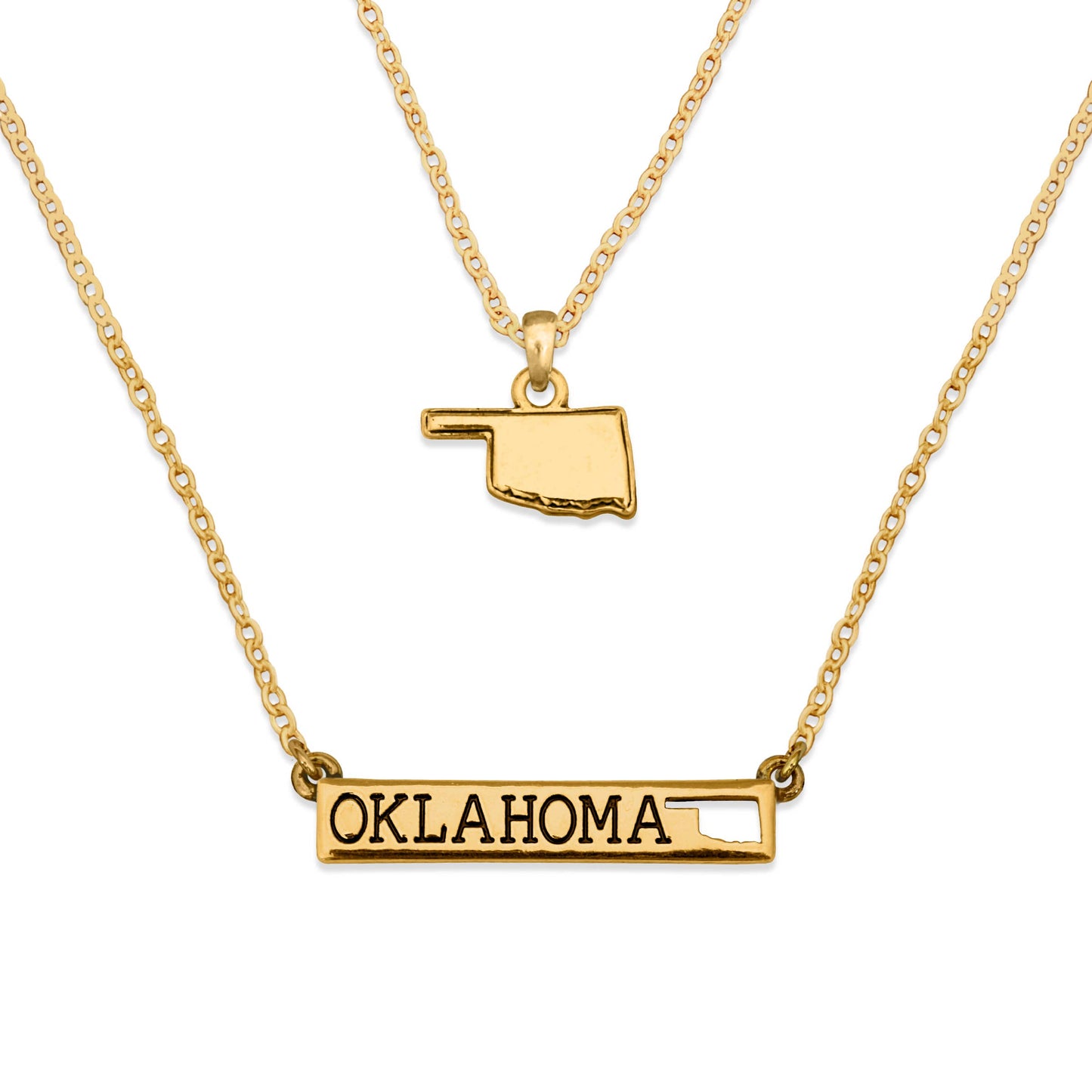 From The Heart - State of Oklahoma Gold Double Down Necklace