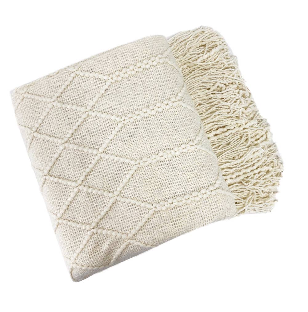 Fennco Styles - Rhombus Diamond Knit 50"x60" Throw Blanket