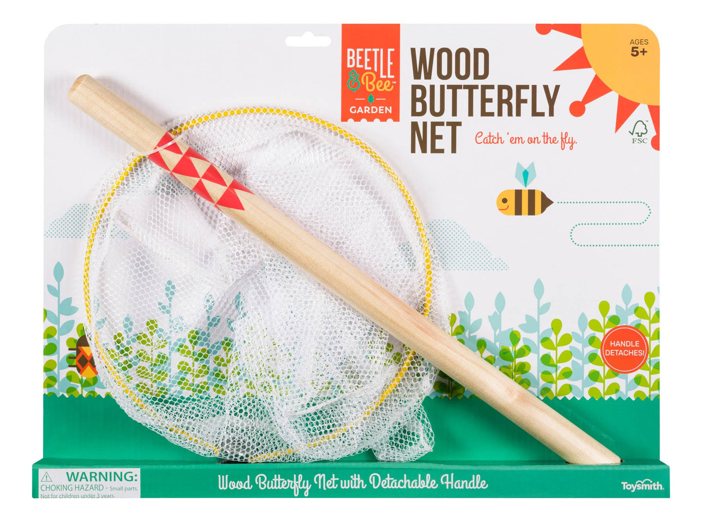 Toysmith - Beetle & Bee Butterfly Net - FSC Certified-Outdoor Play