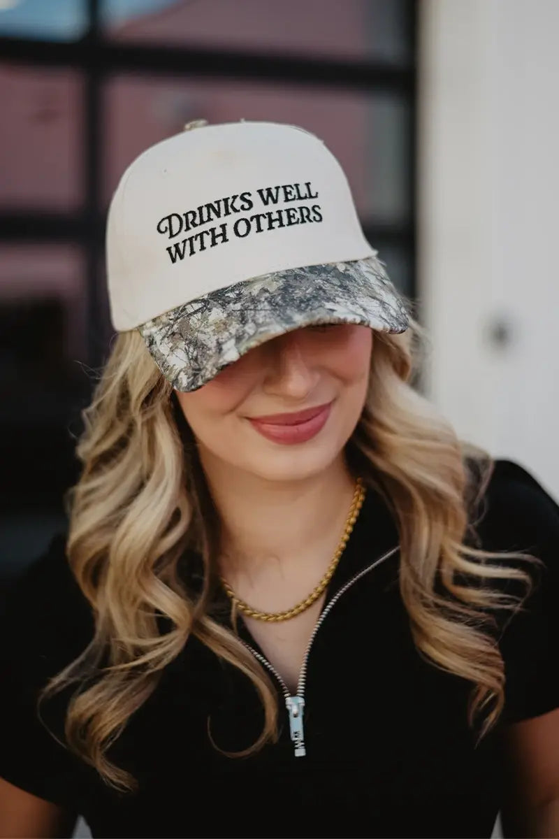 Katydid - Presale Drinks Well With Others Vintage Trucker Hats For Women: Leopard and Tan