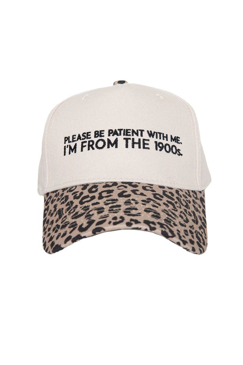 Katydid - Presale Please Be Patient With Me I'm From The 1900s Trucker Hat: Leopard and Tan