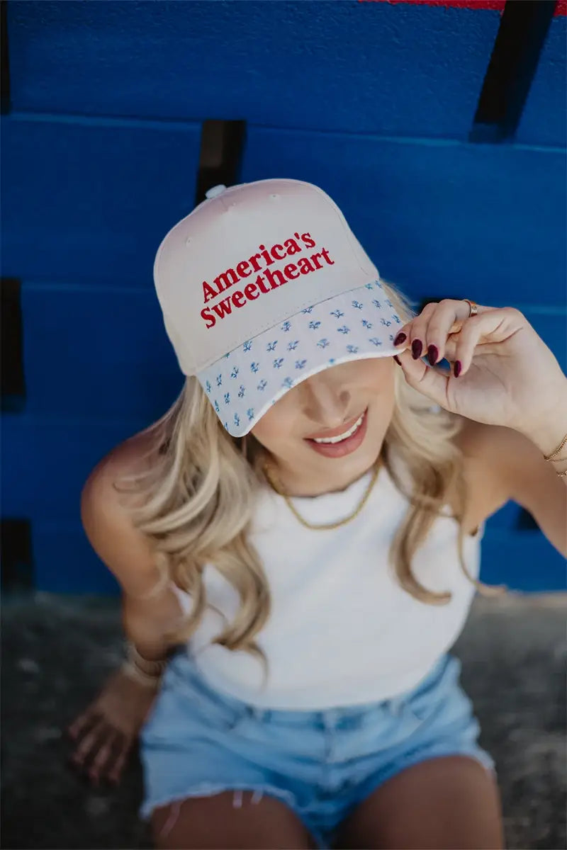 Katydid - Presale America's Sweetheart Vintage Trucker Hats for Women: Light Blue and Navy Stripe