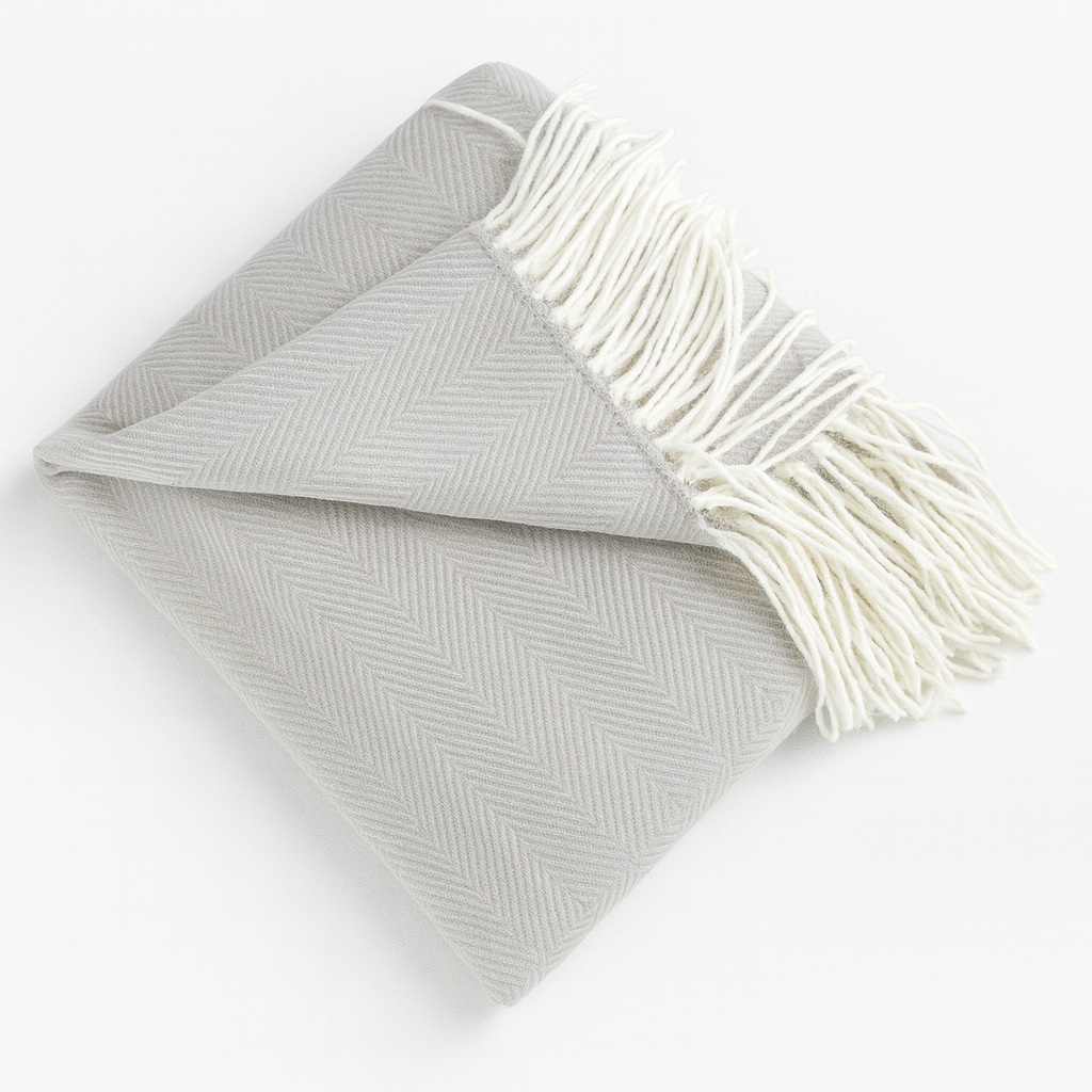Fennco Styles - Herringbone Throw Blanket with Fringe