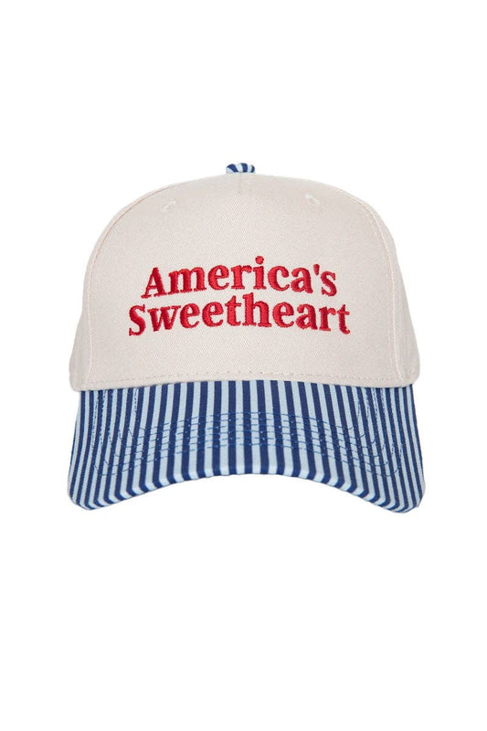 Katydid - Presale America's Sweetheart Vintage Trucker Hats for Women: Light Blue and Navy Stripe