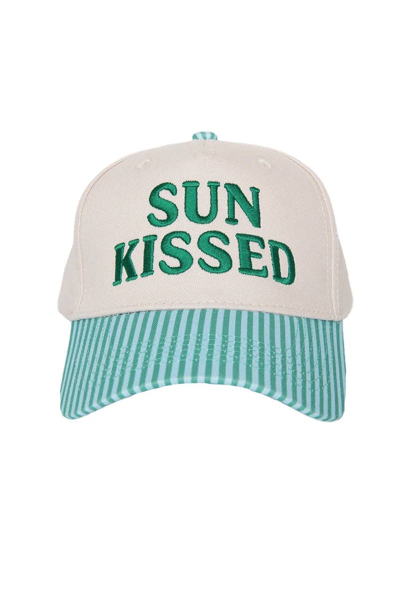 Katydid - Presale Sunkissed Vintage Trucker Hats Wholesale: Aqua and Green Striped