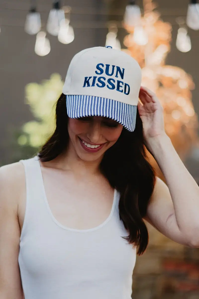 Katydid - Presale Sunkissed Vintage Trucker Hats Wholesale: Aqua and Green Striped