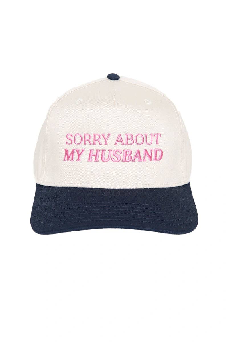 Katydid - Presale Sorry About My Husband Two-Toned Trucker Hats: Light Purple and Tan