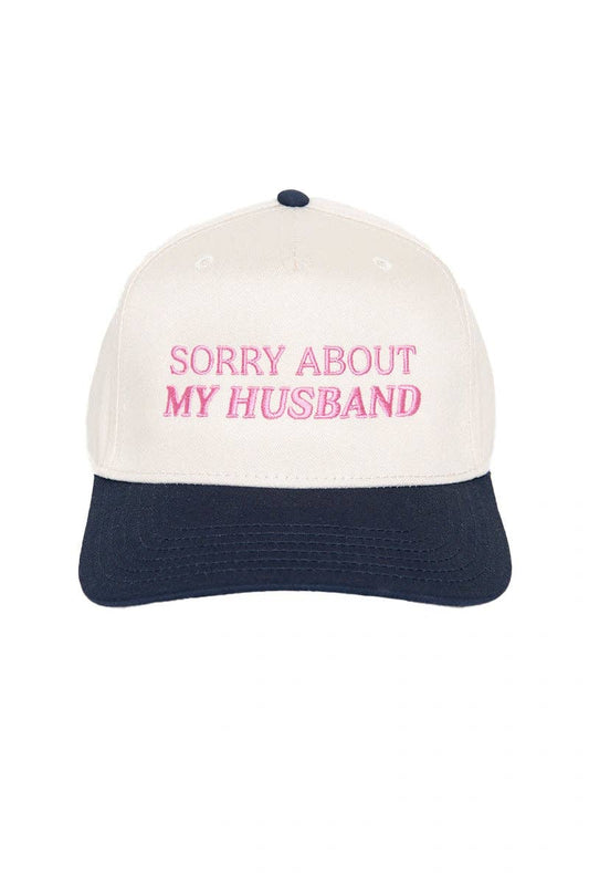 Katydid - Presale Sorry About My Husband Two-Toned Trucker Hats: Light Purple and Tan