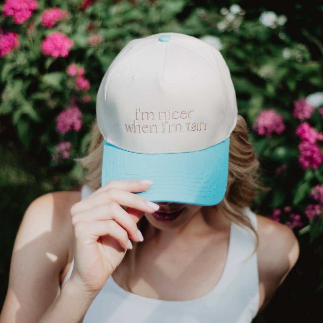 Katydid - Presale I'm Nicer When I'm Tan Two-Toned Vintage Hats: Pink and Light Pink Stripe