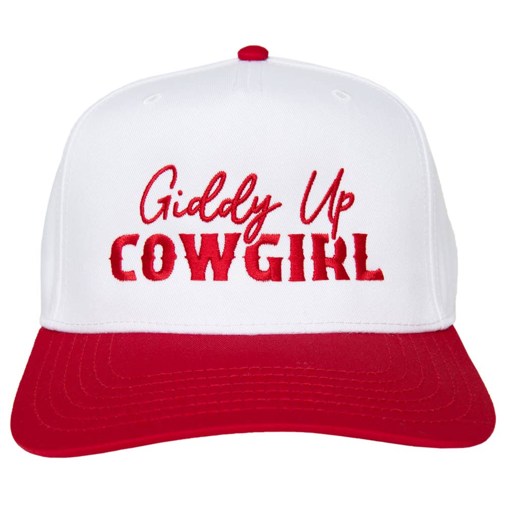 Katydid - Giddy Up Cowgirl Two-Toned Trucker Hats For Women: Red and White