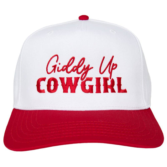 Katydid - Giddy Up Cowgirl Two-Toned Trucker Hats For Women: Red and White