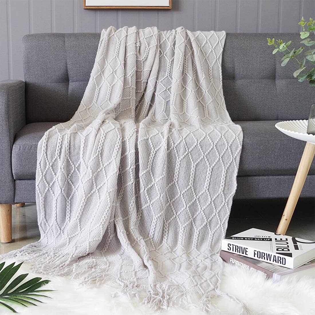Fennco Styles - Rhombus Diamond Knit 50"x60" Throw Blanket