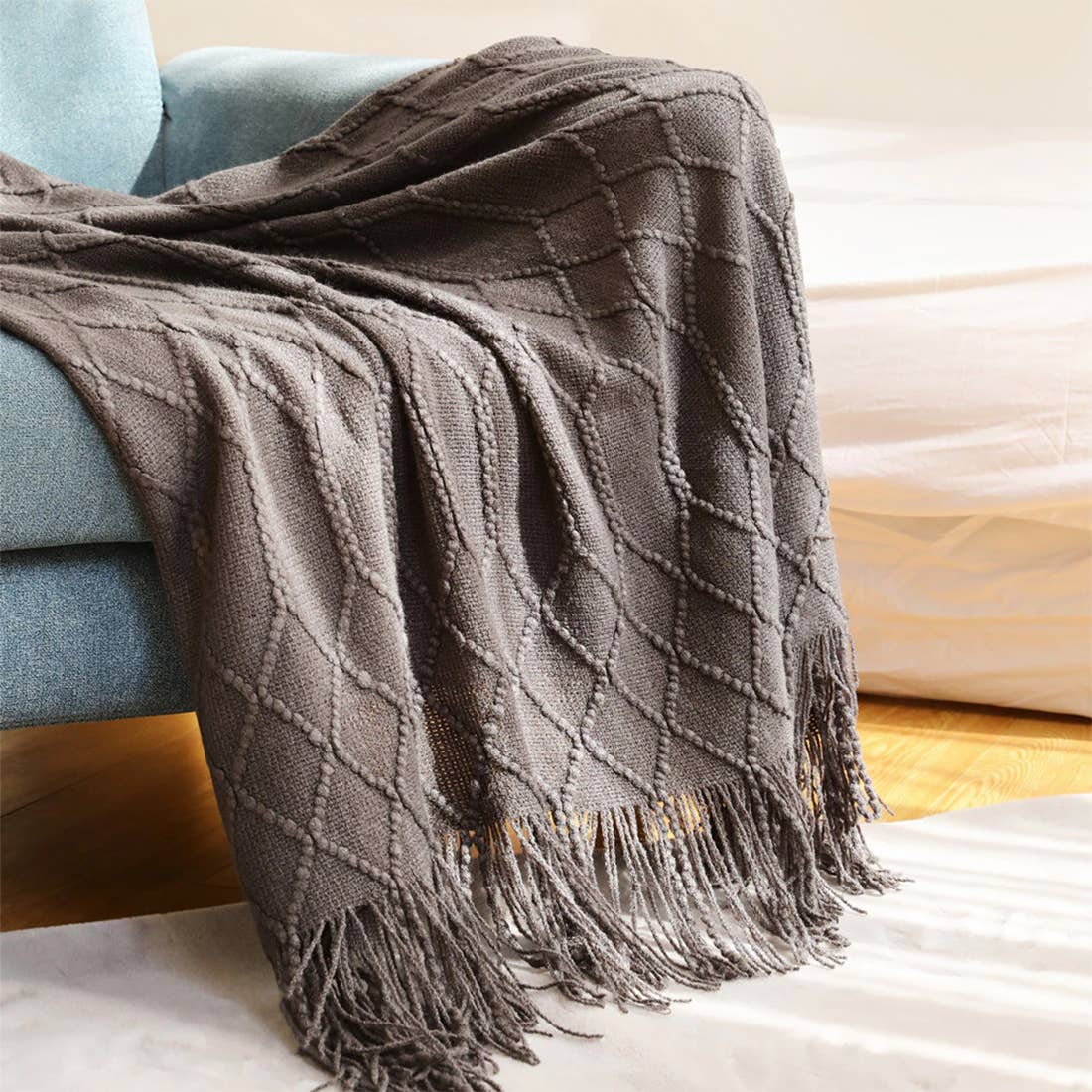Fennco Styles - Rhombus Diamond Knit 50"x60" Throw Blanket