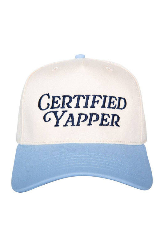 Katydid - Certified Yapper Two-Toned Vintage Hat: Light Blue and Tan