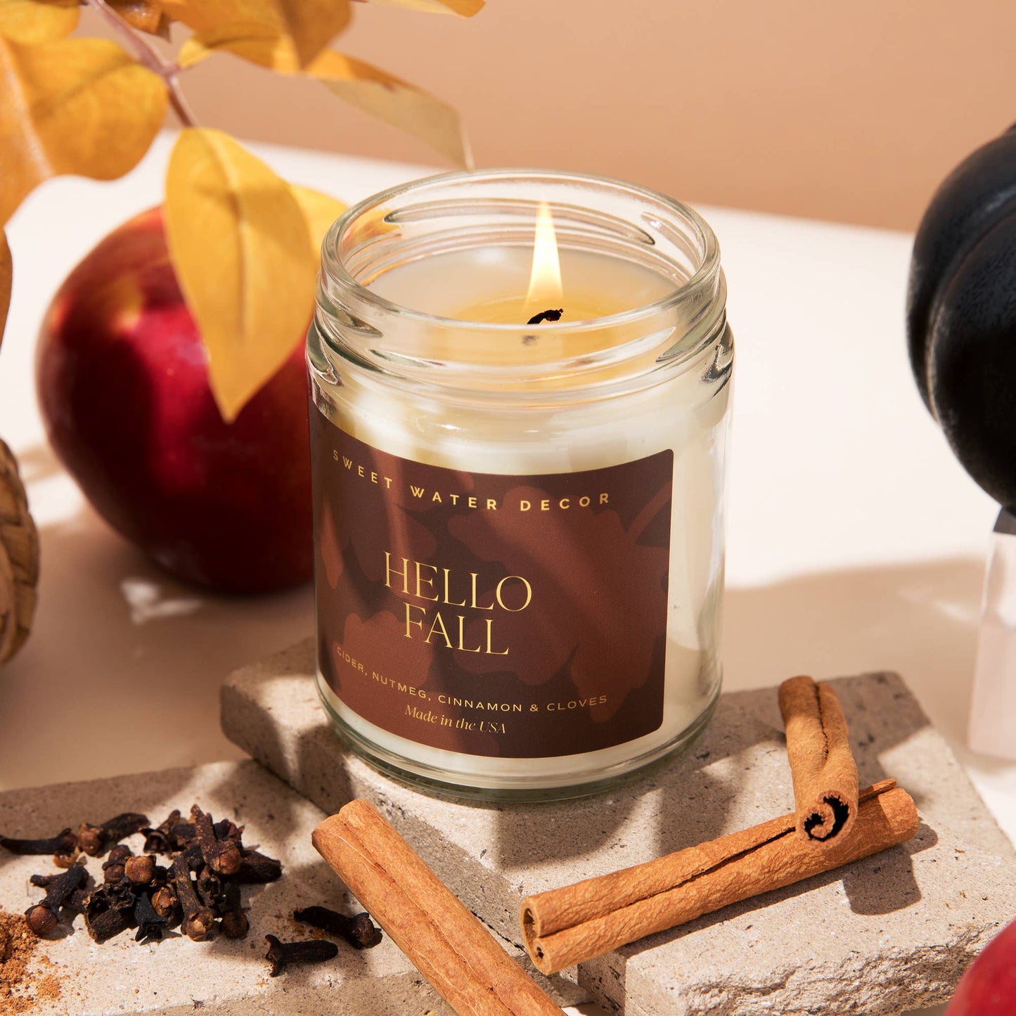 Sweet Water Decor - Hello Fall 9 oz Soy Candle (Gold Foil) - Fall Home Decor