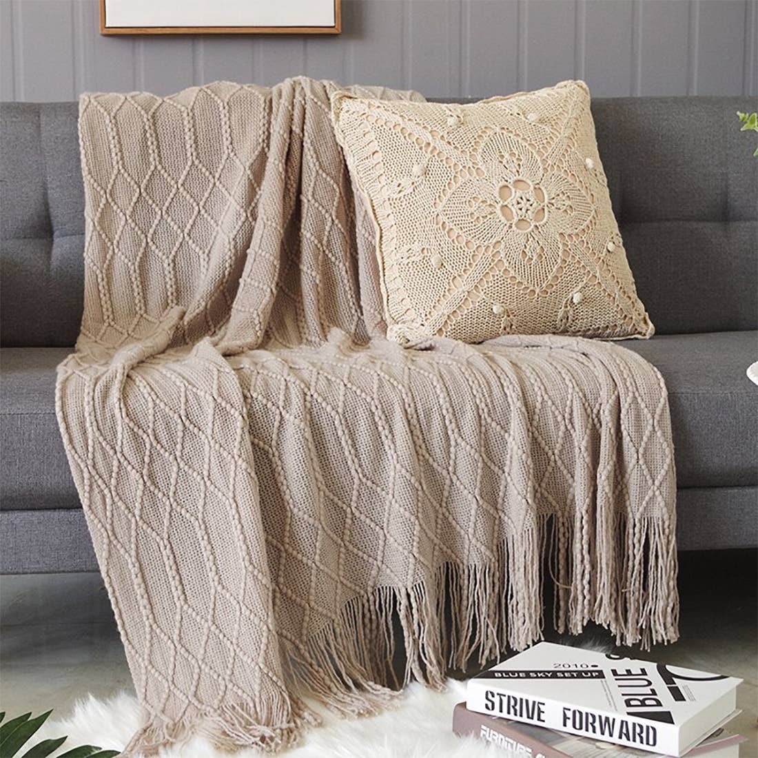 Fennco Styles - Rhombus Diamond Knit 50"x60" Throw Blanket