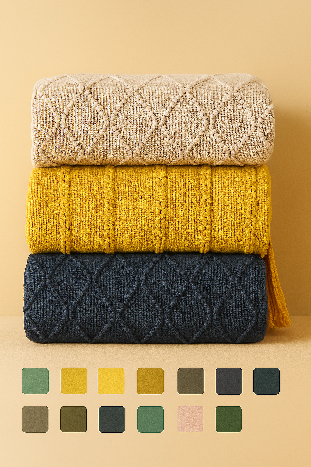Fennco Styles - Rhombus Diamond Knit 50"x60" Throw Blanket