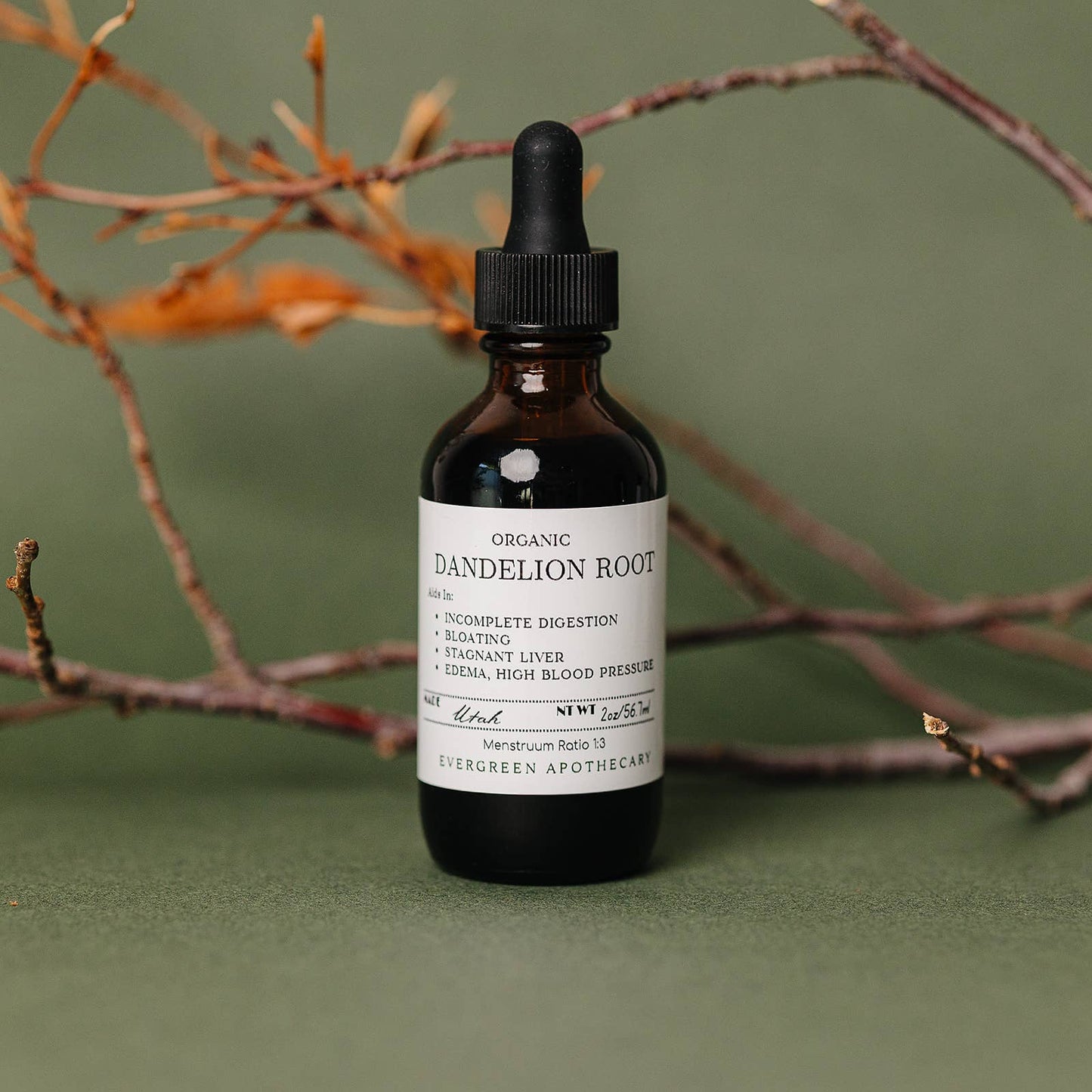 Evergreen Apothecary - Dandelion Root Tincture, 2oz, Alcohol Free