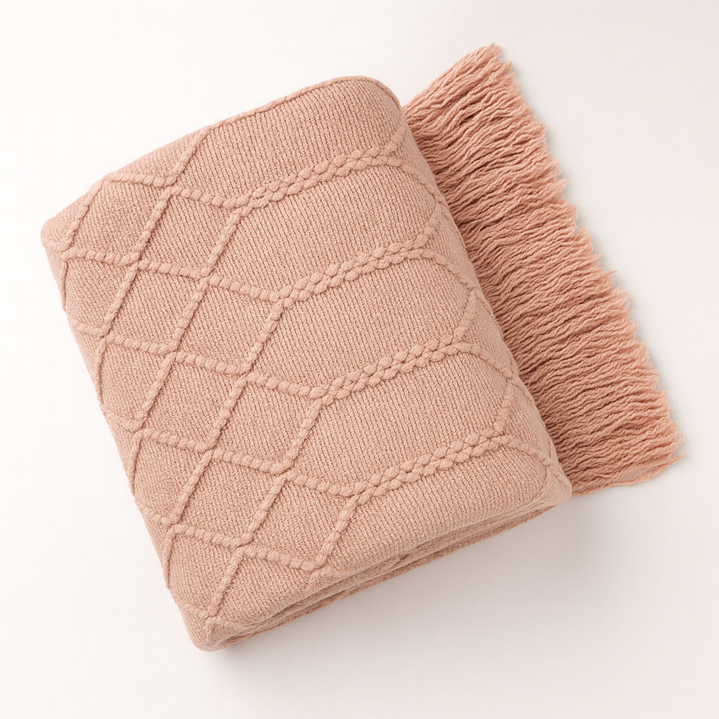 Fennco Styles - Rhombus Diamond Knit 50"x60" Throw Blanket