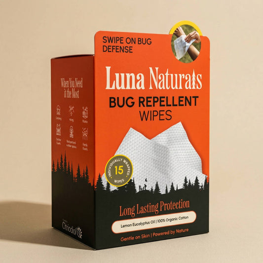 Luna Naturals - Bug Repellent Wipes | Lemon Eucalyptus Oil | 15 Pack