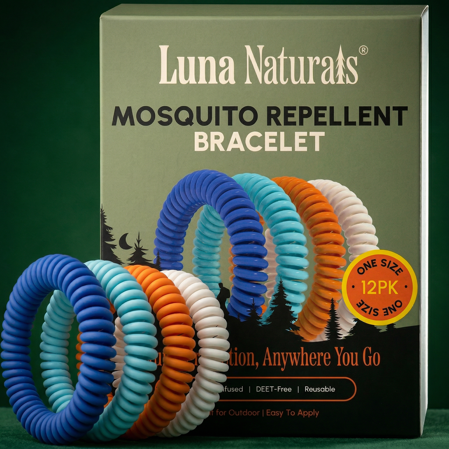 Luna Naturals - Mosquito Repellent Bracelet | Natural Scent | 12 Pack