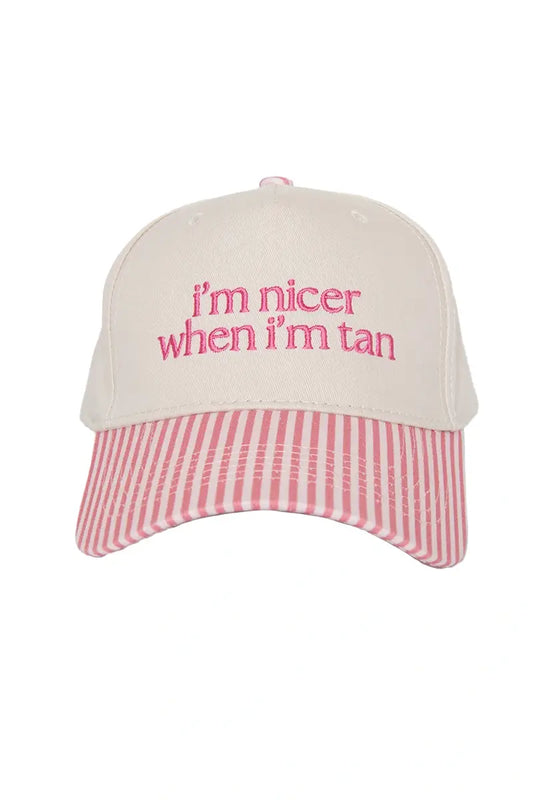 Katydid - Presale I'm Nicer When I'm Tan Two-Toned Vintage Hats: Pink and Light Pink Stripe