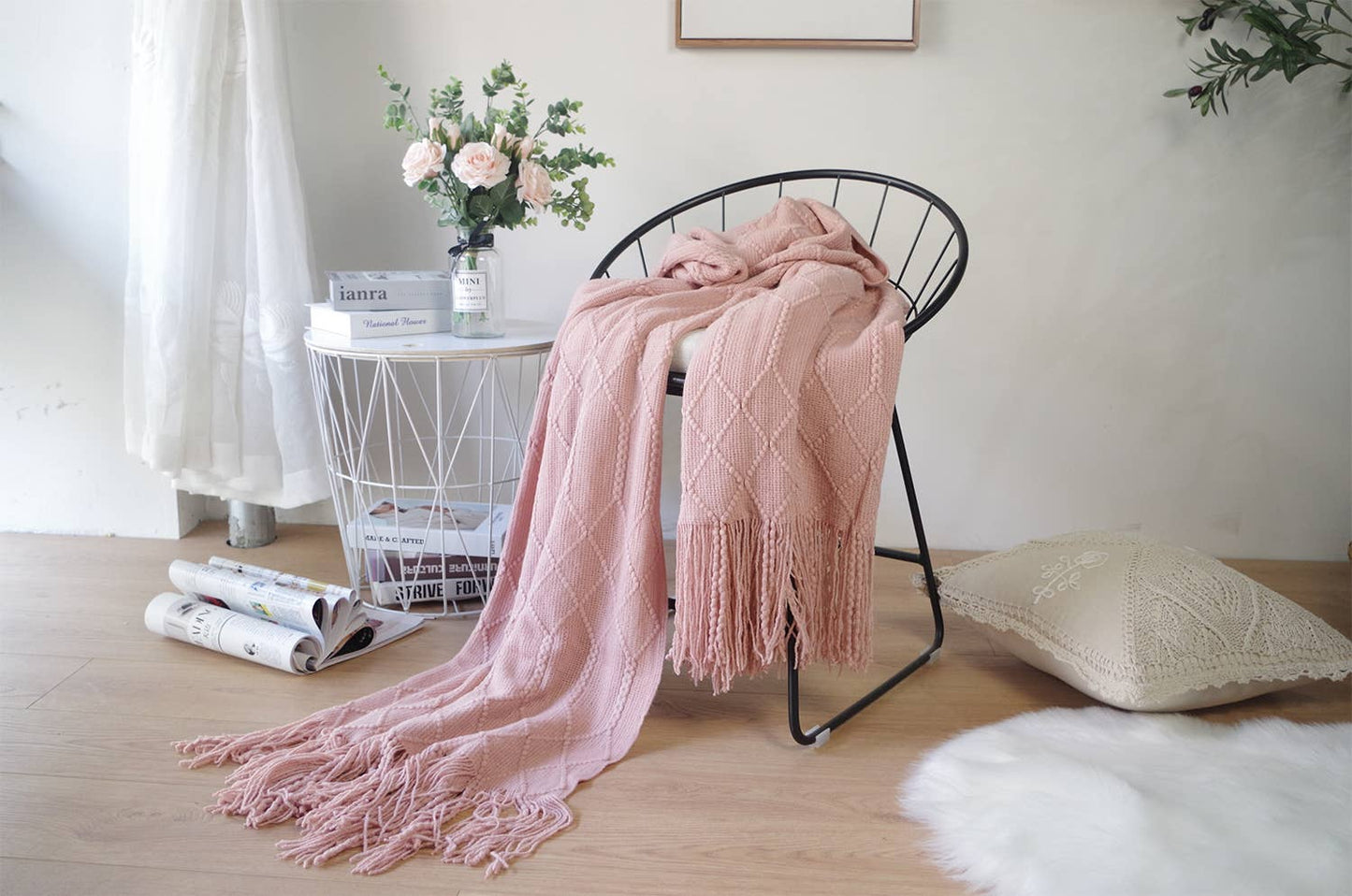 Fennco Styles - Rhombus Diamond Knit 50"x60" Throw Blanket