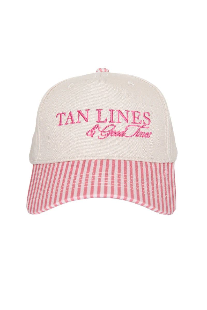 Katydid - Presale Tan Lines & Good Times Trucker Hats Two-Toned: Pink and Light Pink Stripe