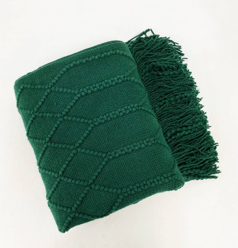 Fennco Styles - Rhombus Diamond Knit 50"x60" Throw Blanket
