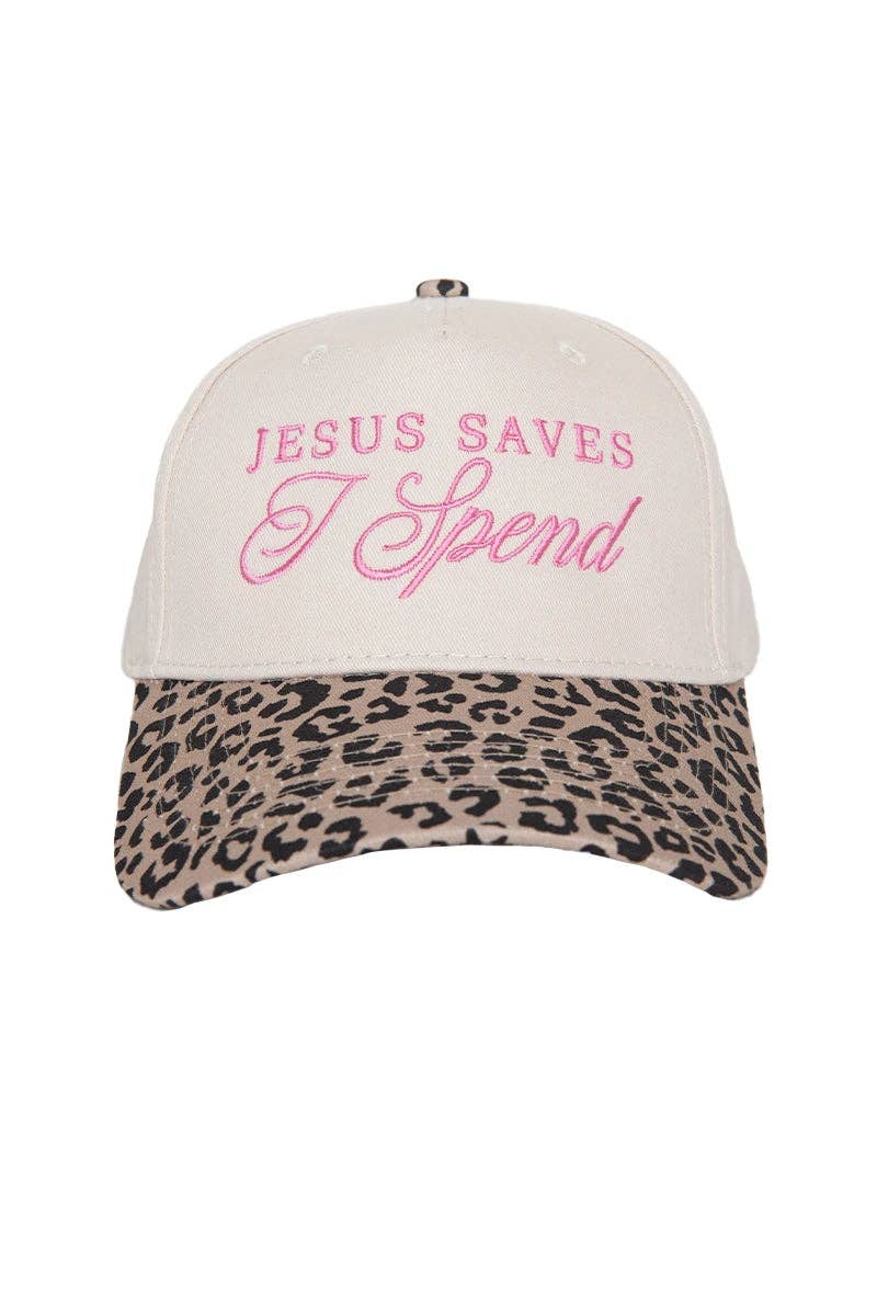 Katydid - Jesus Saves I Spend Wholesale Two-Toned Trucker Hats: Denim and Tan