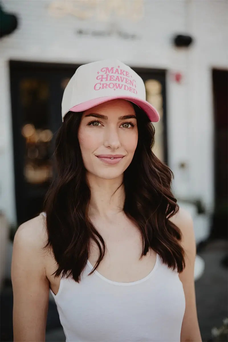 Katydid - Make Heaven Crowded Vintage Trucker Hats: Black and Tan