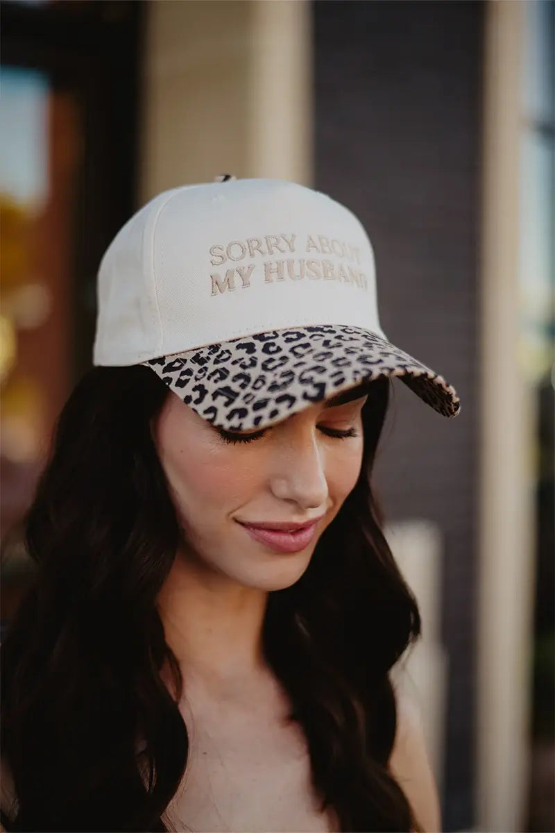 Katydid - Presale Sorry About My Husband Two-Toned Trucker Hats: Light Purple and Tan