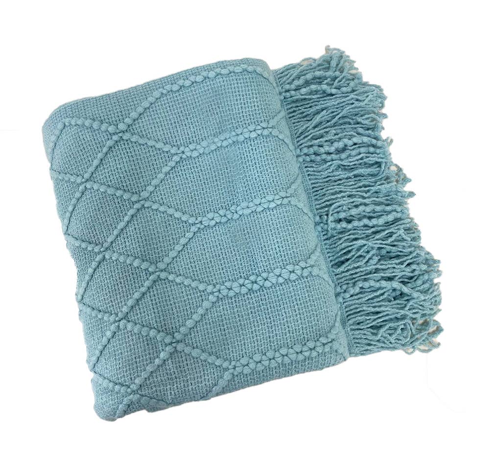Fennco Styles - Rhombus Diamond Knit 50"x60" Throw Blanket