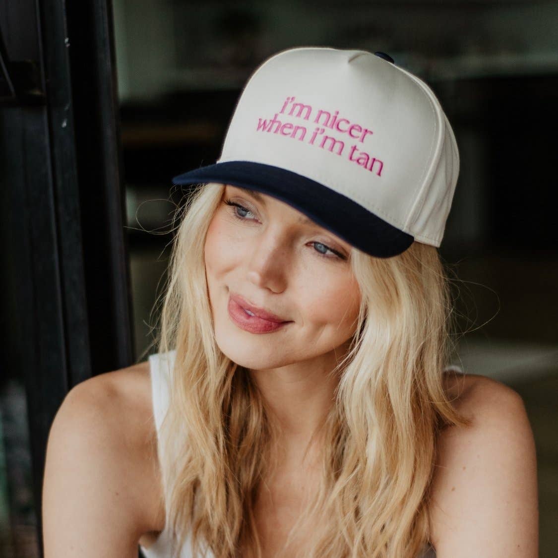 Katydid - Presale I'm Nicer When I'm Tan Two-Toned Vintage Hats: Pink and Light Pink Stripe