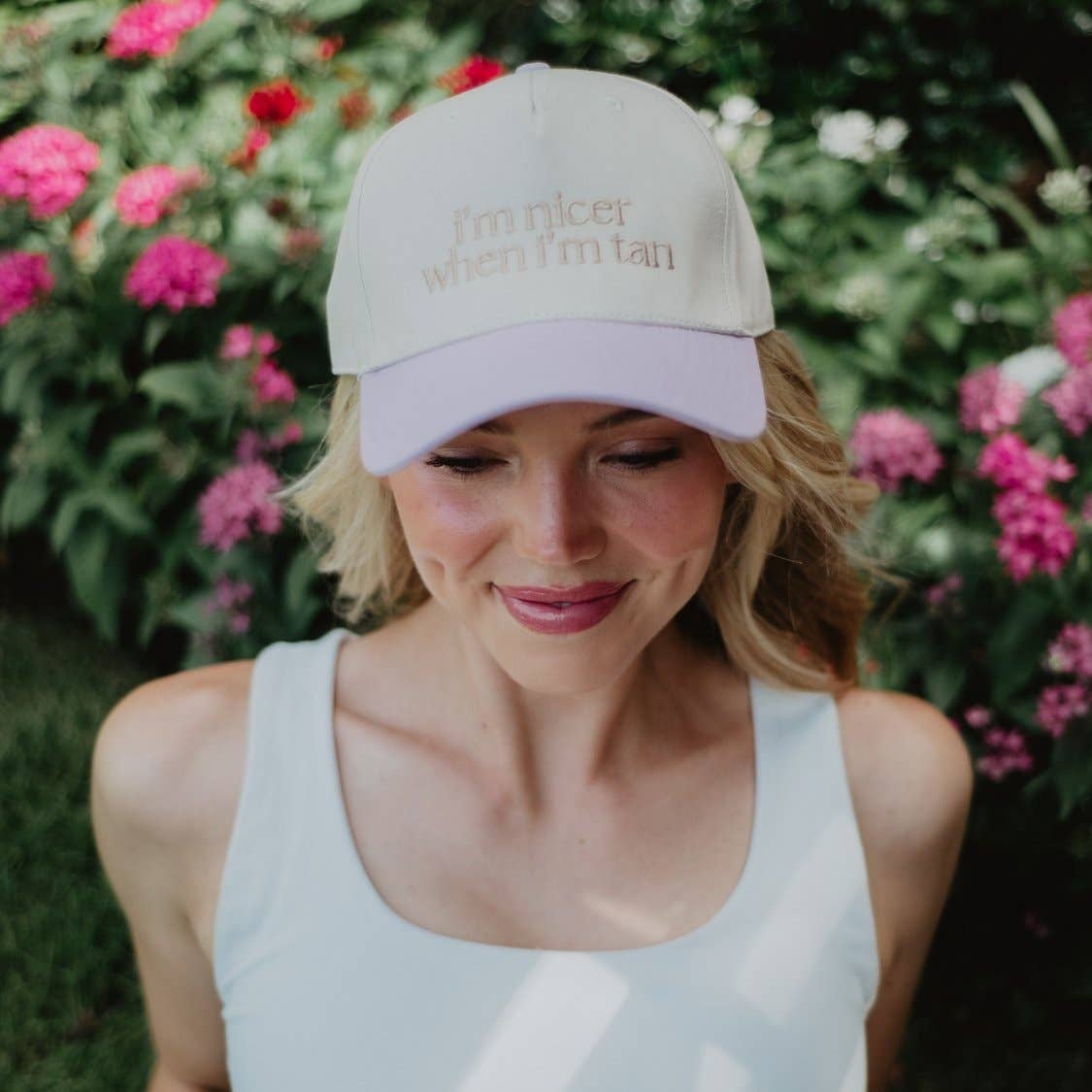 Katydid - Presale I'm Nicer When I'm Tan Two-Toned Vintage Hats: Pink and Light Pink Stripe