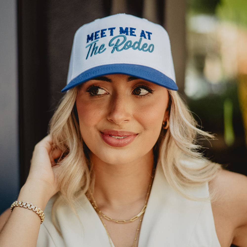 Katydid - Meet Me at the Rodeo Wholesale Two-Toned Vintage Hat: Blue and White