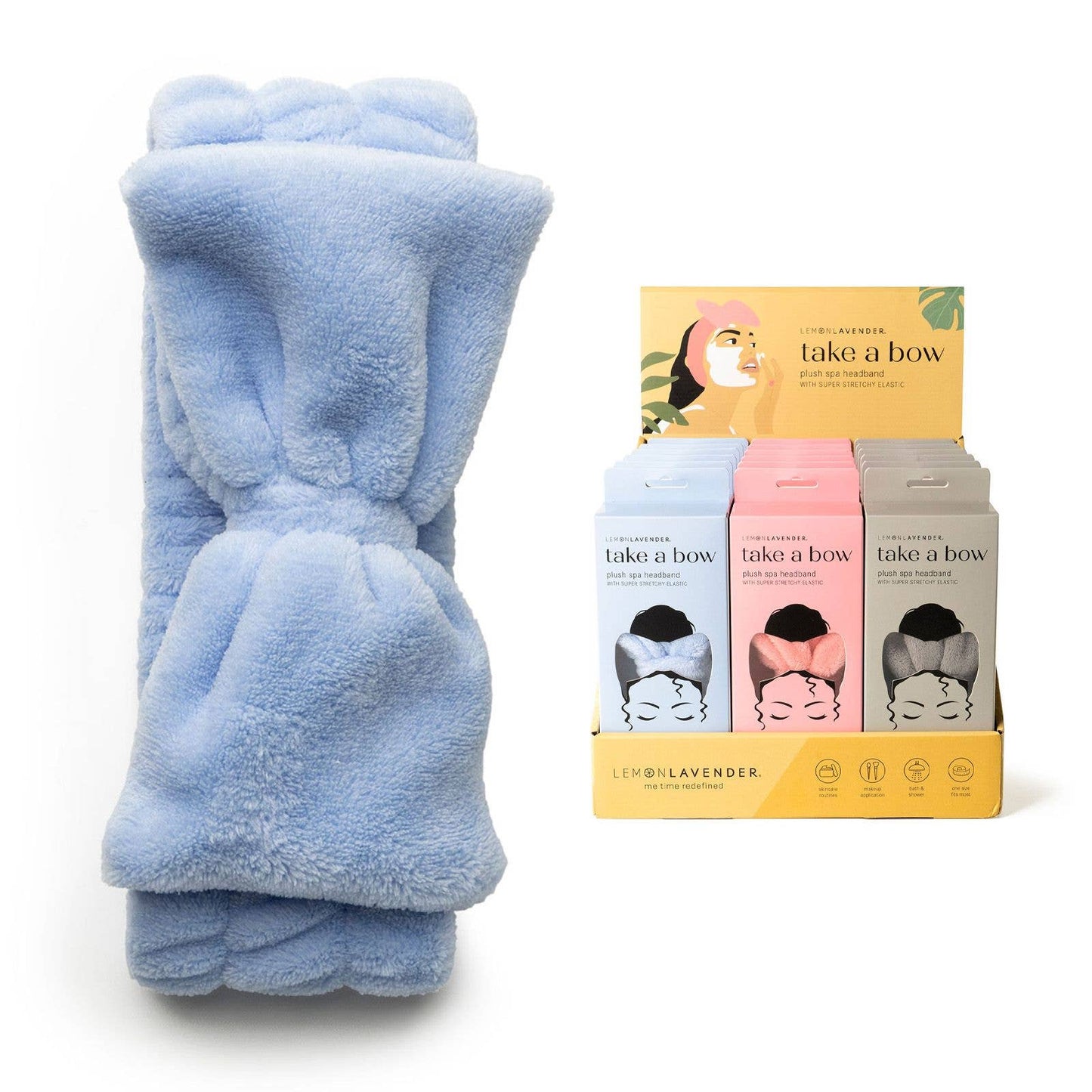 DM Merchandising - Lemon Lavender Take a Bow Ultra Plush Spa Headband