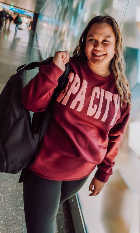 Sugar Stitch - Custom Magic Puff Big Letter Sweatshirt: Safety Pink / YL